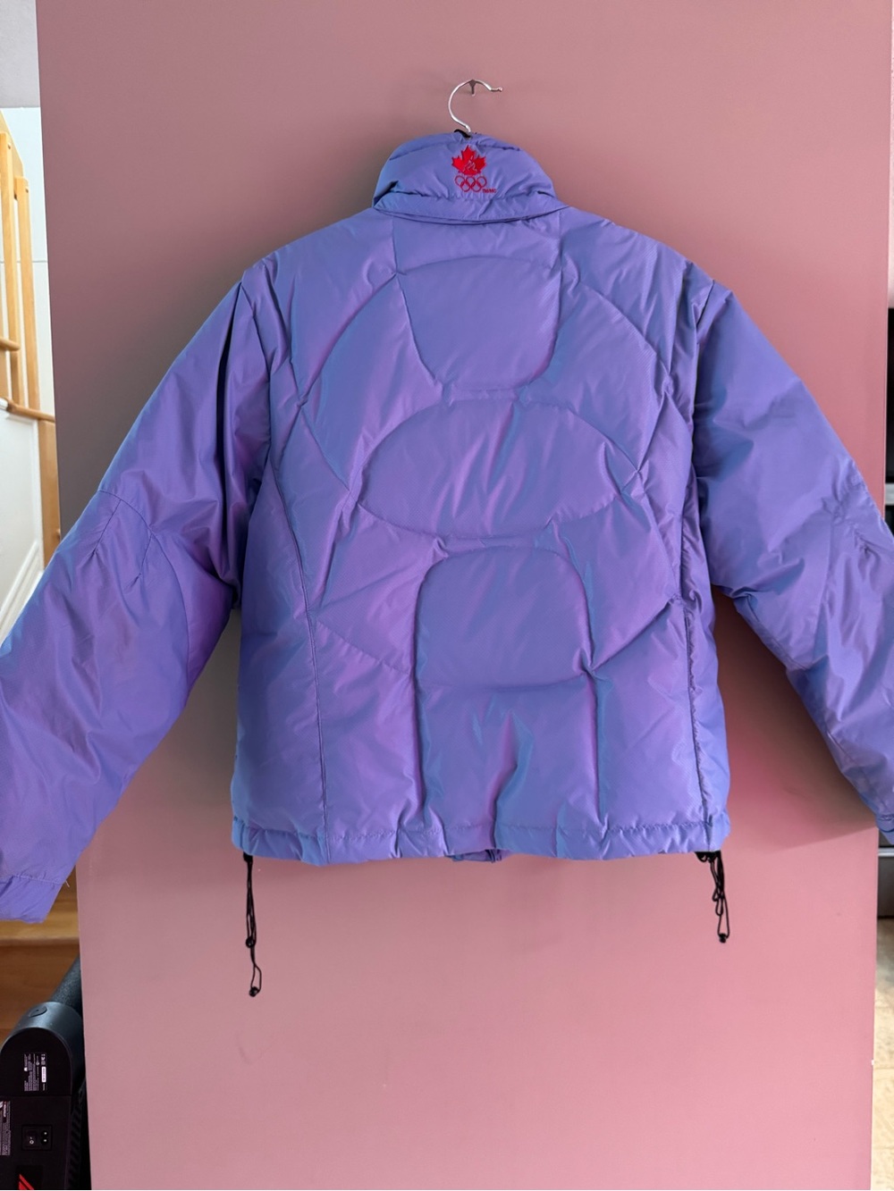 Lavender light Blue Puffer Jacket with Red Olympic embroidered logo - Picture 9 of 12